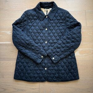 L.L. Bean Quilted Puffer Jacket Women’s Large Black Plaid Lining Riding Coat Sna